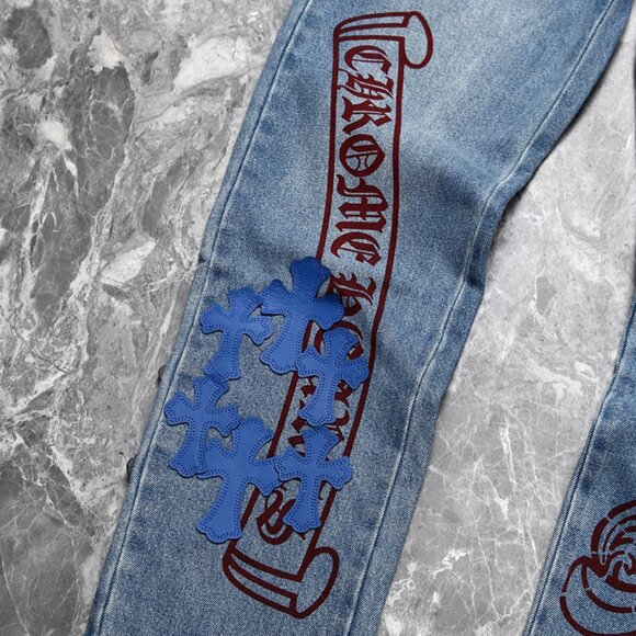 Chrome Heart Leather Patch Jeans - Picture 6 of 10